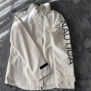 Nautica White Weather Proof Jacket with Blue Logo